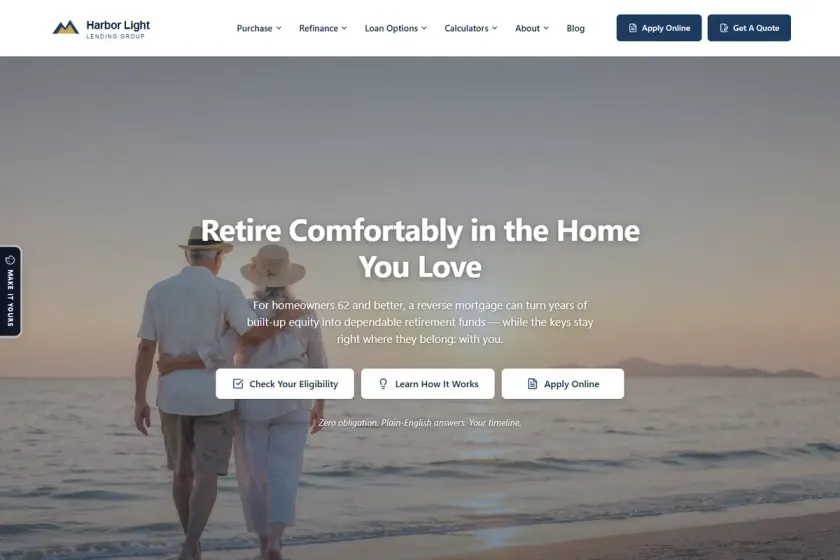 Harbor Light Lending Group — Centered editorial mortgage website design preview